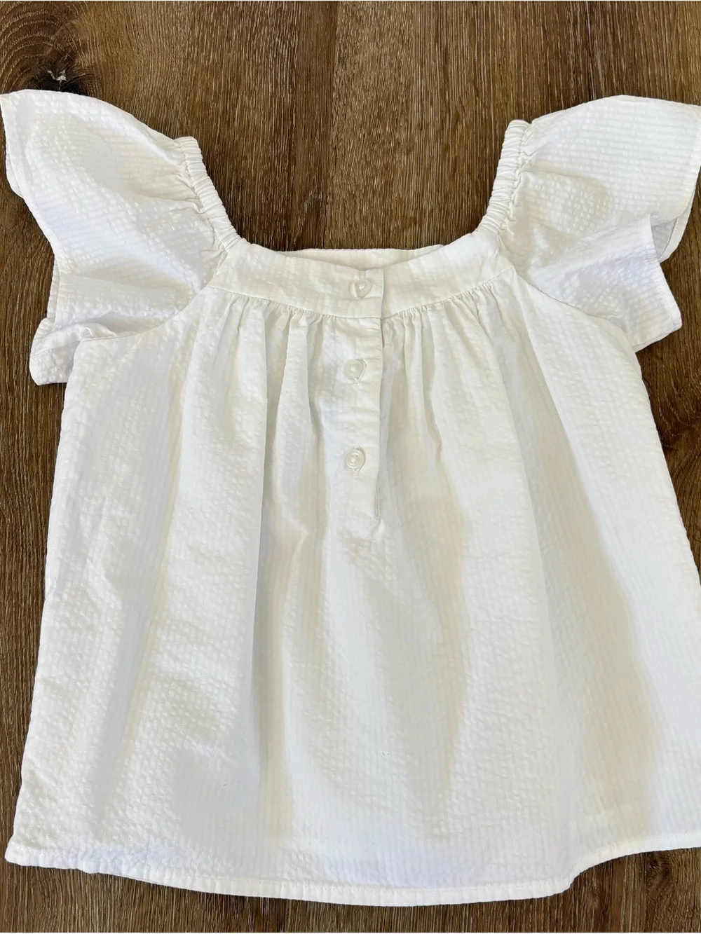NWOT Janie and Jack White Flutter Sleeve Cotton Seersucker Top Sz: 4T | Summer